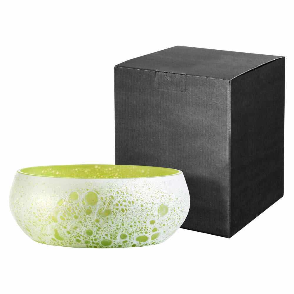 Eisch Bowl Planets Seasons - Spring, Decorative Bowl, Decorative Vase, Crystal Glass, Green, White, 23 cm, 71553331