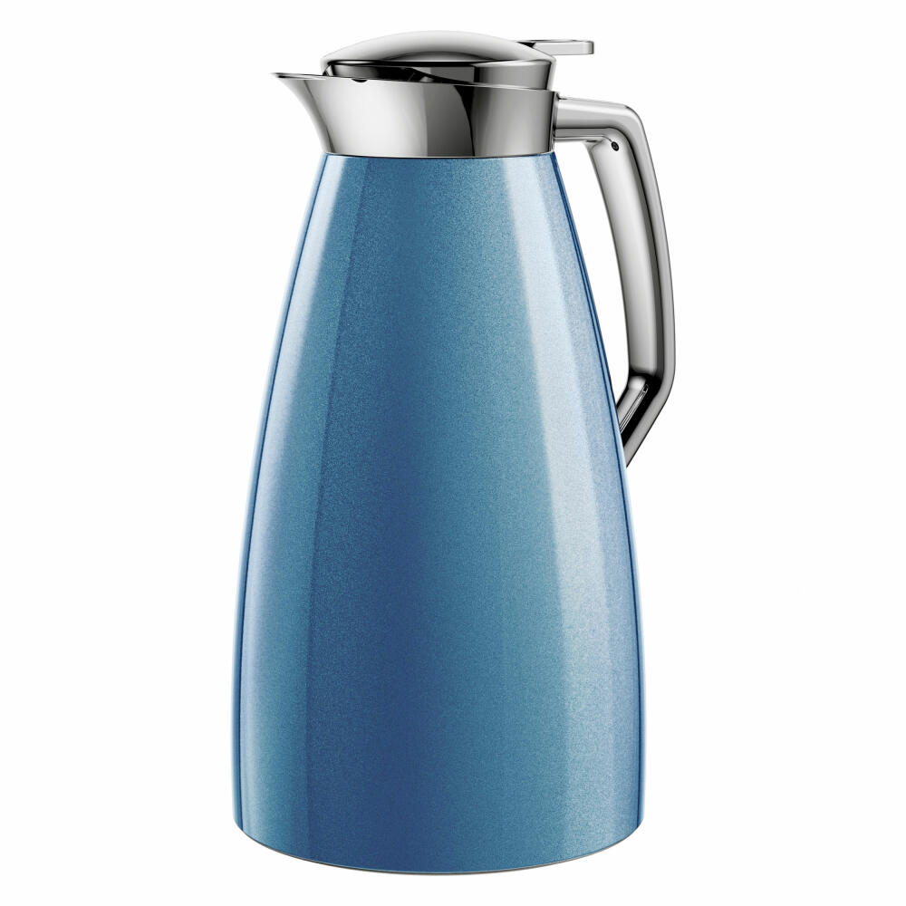 Emsa PLAZA Isolierkanne Quick Tip, Kanne, Teekanne, Kaffeekanne, Edelstahl, Blau, 1 L, F4140400