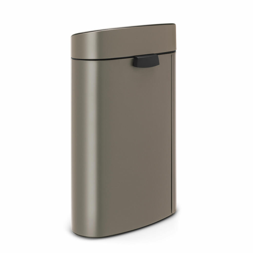 Brabantia Touch Bin waste container with plastic insert, trash can, garbage bucket, platinum / lid platinum, 40 L, 114908