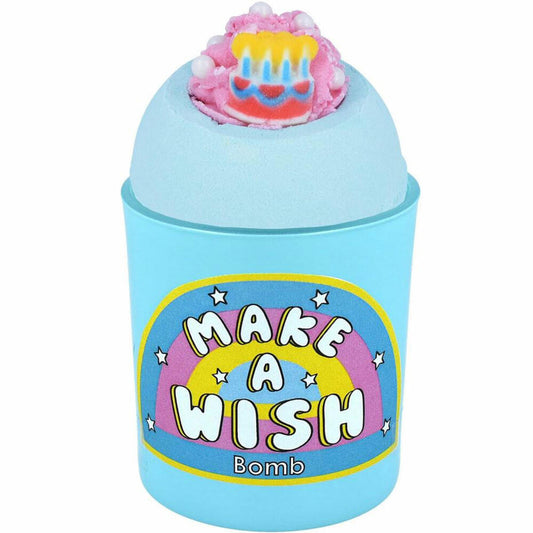 Bomb Cosmetics Candle with Bath Bomb Glow Up Make a Wish, Scented Candle, Bath Bomb, Blue, PMAKWIS04