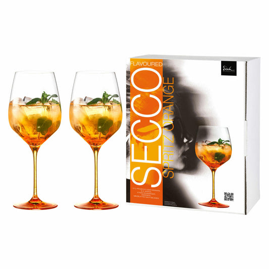 Eisch Spritz Glas 2er Set Secco Flavoured, Aperolglas, Aperitifglas, Kristallglas, Orange, 710 ml, 15053010