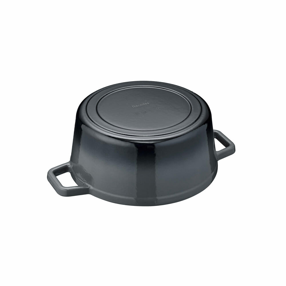 Berndes b.iron roaster cooking pot round, casserole dish, pot, induction-suitable, cast iron, black / grey, Ø 24 cm, 034155