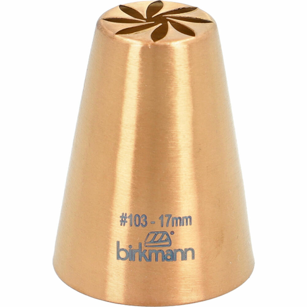 Birkmann design nozzle no. 103, piping nozzle, decorating nozzle, baking accessories, stainless steel, copper-colored, Ø 17 mm, 409187