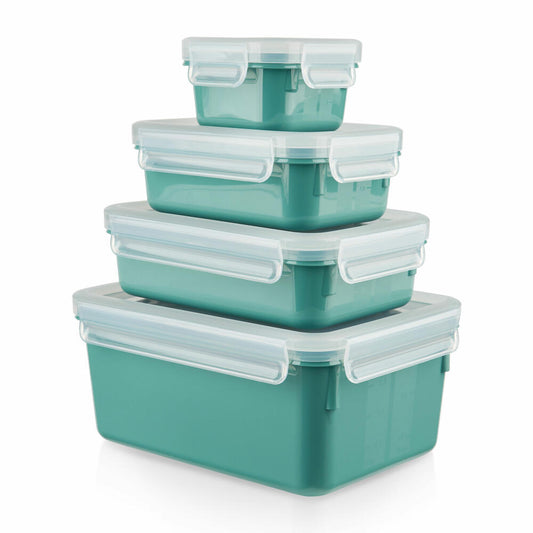 EMSA Clip &amp; Close COLOR EDITION food storage containers, 4 pcs., storage container, storage container, food storage container, plastic, powder green, N10310