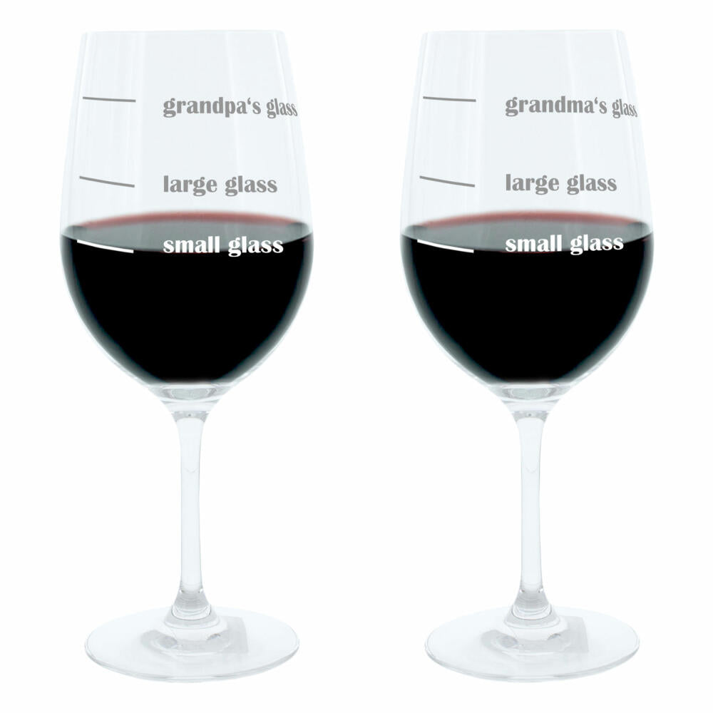 Leonardo Weinglas XL, Grandmas und Grandpas Glass, 2er Set, Geschenk Stimmungsglas mit lustiger Gravur, Mood Wein Glas, 610ml