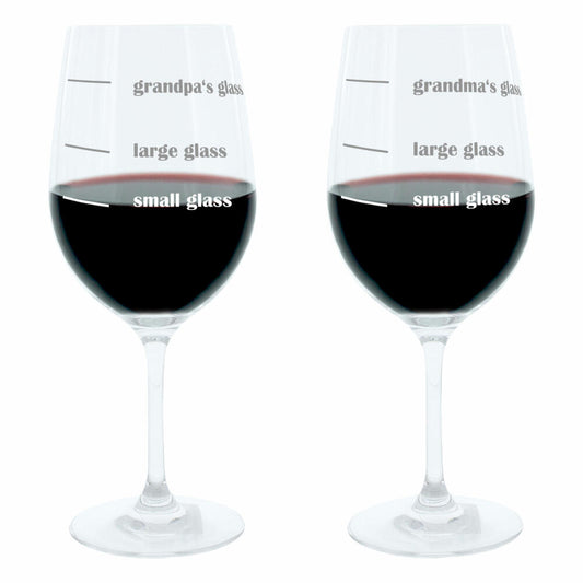 Leonardo Weinglas XL, Grandmas und Grandpas Glass, 2er Set, Geschenk Stimmungsglas mit lustiger Gravur, Mood Wein Glas, 610ml