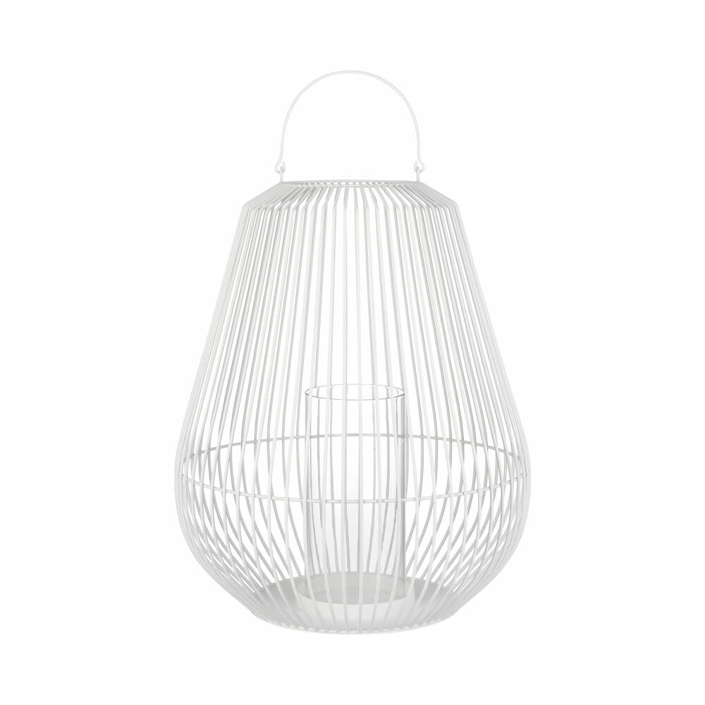 Blomus Nidea Laterne S, Windlicht, Indoor-Laterne, Kerzenhalter, Dekoration, Stahl / Glas, White / Weiß, H 67 cm, 66228