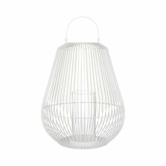 Blomus Nidea Laterne S, Windlicht, Indoor-Laterne, Kerzenhalter, Dekoration, Stahl / Glas, White / Weiß, H 67 cm, 66228