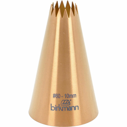 Birkmann French star nozzle No.60, piping nozzle, decorating nozzle, baking accessories, stainless steel, copper-colored, Ø 10 mm, 409248