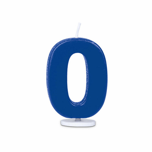 Städter candles number 0, with holder, number, birthday candles, cake candles, birthday, candle, blue, 4.5 cm, 910478