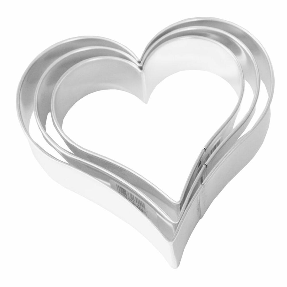 Birkmann heart cookie cutter, 3-piece, cookie cutter, cookie mold, biscuit, cookies, tinplate, 4 / 5.5 / 6.5 cm, 130180