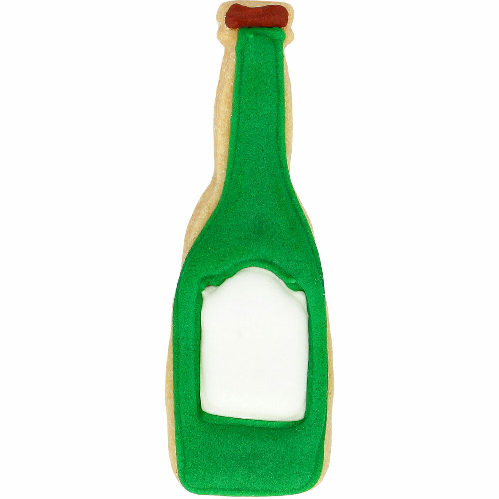 Birkmann beer bottle cookie cutter, with internal embossing, cookie cutter, cookie shape, biscuit, biscuits, stainless steel, 8.5 cm, 199088