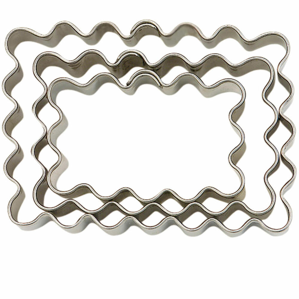 Städter Terrace Cookie Cutter Rectangle Set Wavy, 3-piece, Cookie Cutter, Cookie Mold, Biscuit, Cookies, Stainless Steel, 953780