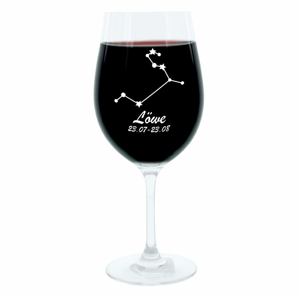 Leonardo Weinglas 400 ml, Motivglas, Sternbild Löwe, Geschenk, Stimmungsglas mit Gravur, Moodglas, 22 cm