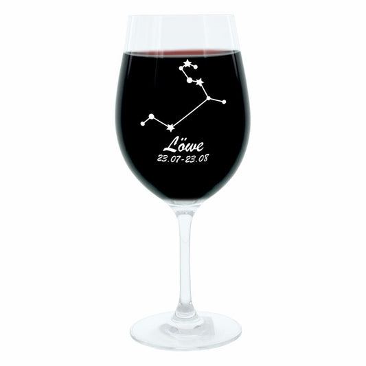 Leonardo Weinglas 400 ml, Motivglas, Sternbild Löwe, Geschenk, Stimmungsglas mit Gravur, Moodglas, 22 cm