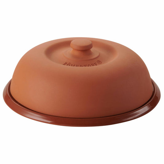 Römertopf climate snack plate, with cloche, plate, serving plate, sausage plate, serving plate, clay, terracotta, 2 418 05