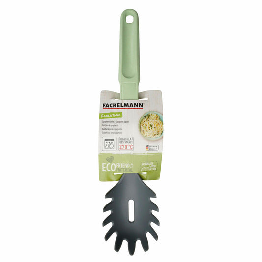 Fackelmann Spaghettilöffel Ecolution, Pastalöffel, Nudelkelle, Materialmix, mintgrün, 32 cm, 33064
