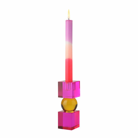 Gift Company Candle Holder Sari 2 Cubes, Candlestick, Glass, Pink / Orange, H 14 cm, 1163601013