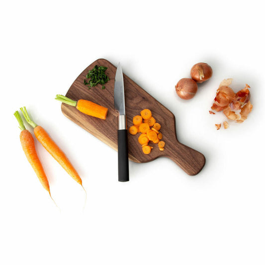 Continenta Schneidebrett, mit Griff, Servierbrett, Küchenbrett, Holzbrett, Walnussholz, 30.5 x 14 cm, 4206