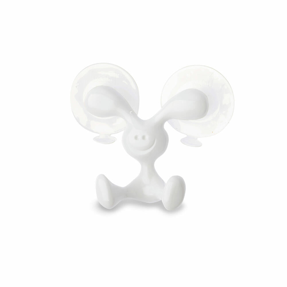 Koziol Wandhaken Bunny, Wandaufhängung mit Saugnapf, Organic Recycled, Recycled White, 1443125