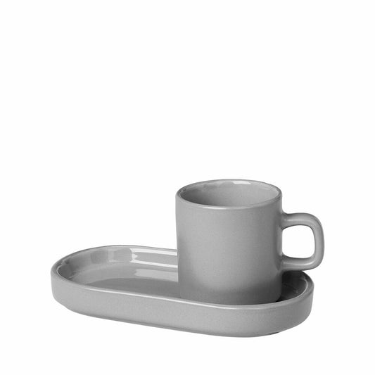 blomus Pilar Set 2 Espressotassen, Mirage Grey, Keramik, H 6 cm, T 7.5 cm, Ø 5 cm, V 0.05 l, 63725