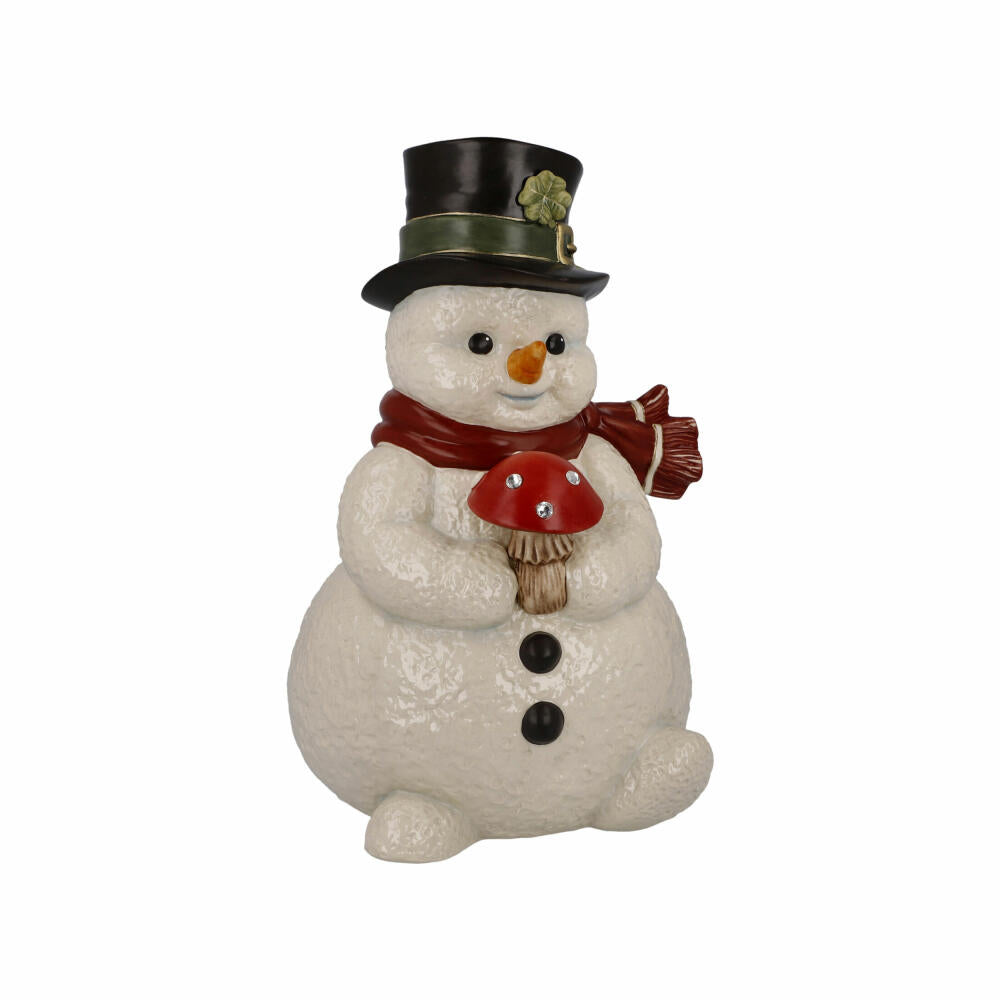 Goebel Figurine Little Messenger of Good Luck, Snowman Decorative Figure, Stoneware, White, 22 cm, 66704141