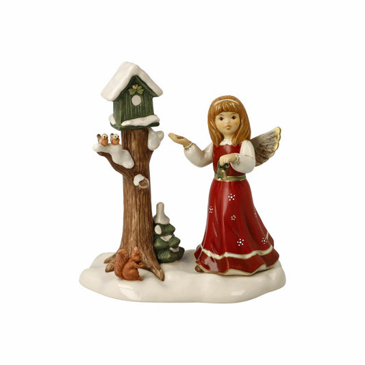 Goebel Angel Heavenly Visit, decorative figure, stoneware, red-green, 19.5 cm, 66704441