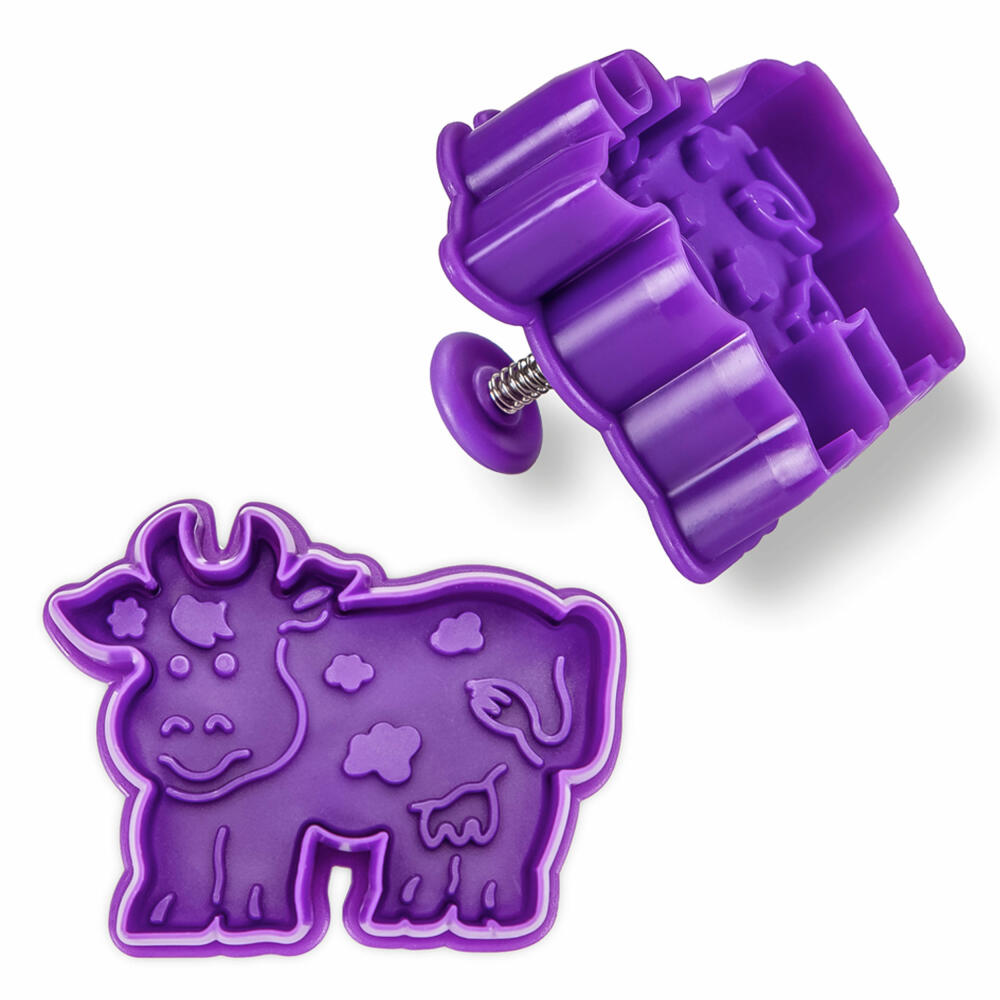 Städter embossed cookie cutter with ejector cow, cookie cutter, cookie mold, biscuit, cookies, plastic, 7 cm, 170698