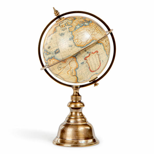 Authentic Models Globus Mini Terrestrial Globe, decorative globe, acacia wood / brass / plastic, GL015