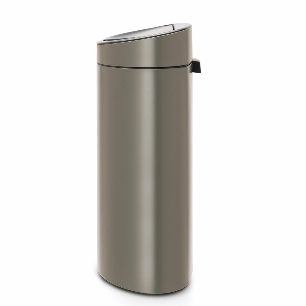 Brabantia Touch Bin waste container with plastic insert, trash can, garbage bucket, platinum / lid platinum, 40 L, 114908