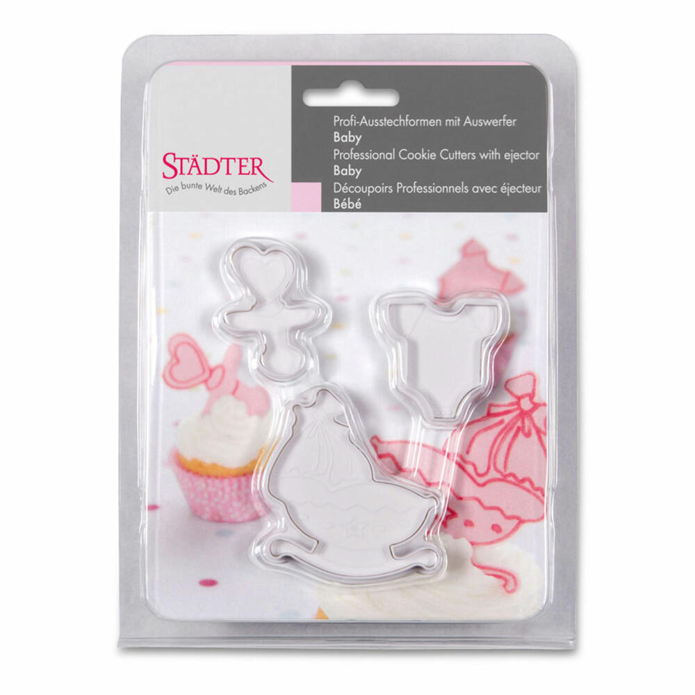 Städter professional cookie cutter with ejector baby set, 3-piece, cookie cutter, fondant, marzipan shape, plastic, 170582