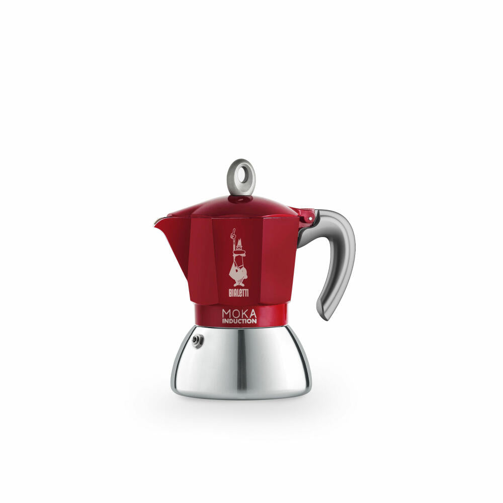 Bialetti Espresso Maker New Moka Induction for 4 Cups, Espresso, Espresso Pot, Induction, Stainless Steel, Red, 150 ml, 6944