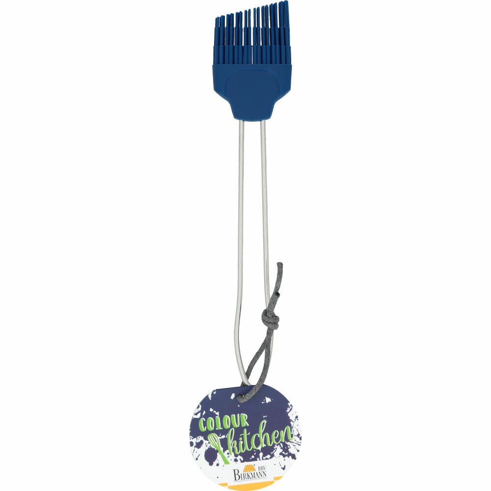Birkmann Colour Kitchen Silikonpinsel Groß, Backpinsel, Silikonkopf mit Edelstahlgriff, Blau, 4 cm, 422742
