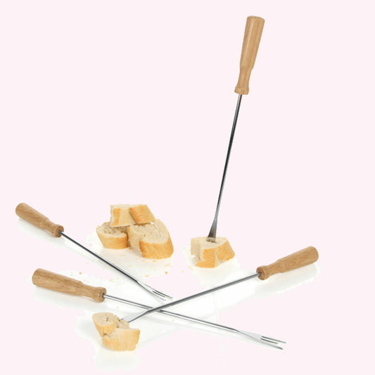 Boska fondue forks, kitchen helper, fondue forks, European oak / stainless steel, 26.3 cm, 320116