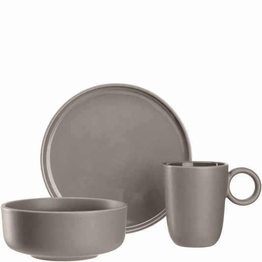 Leonardo Geschirr Set ROMA, 6-tlg., Geschirrset, Teller, Schale, Tasse, Taupe, 026373