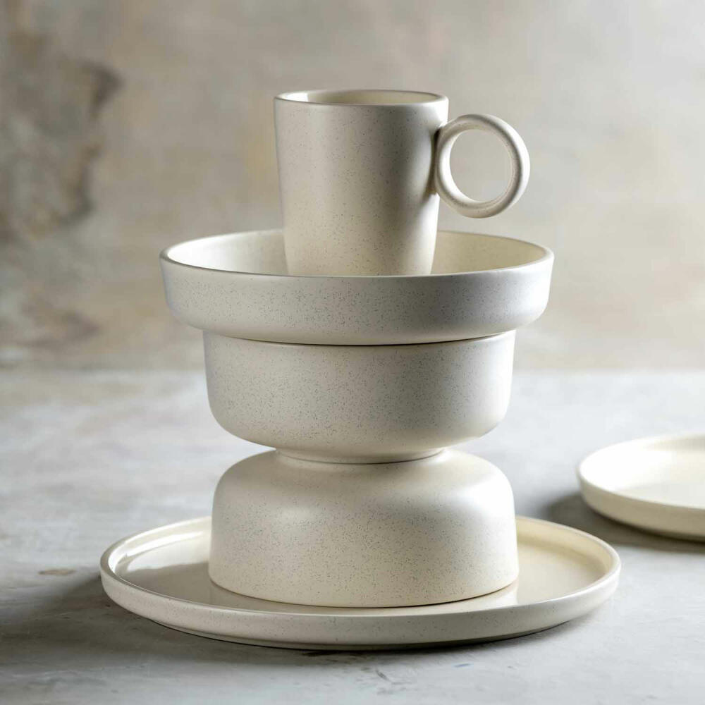 Leonardo Keramikteller Tief ROMA, Teller, Speiseteller, Pastateller, Keramik, Creme, 20 cm, 027260