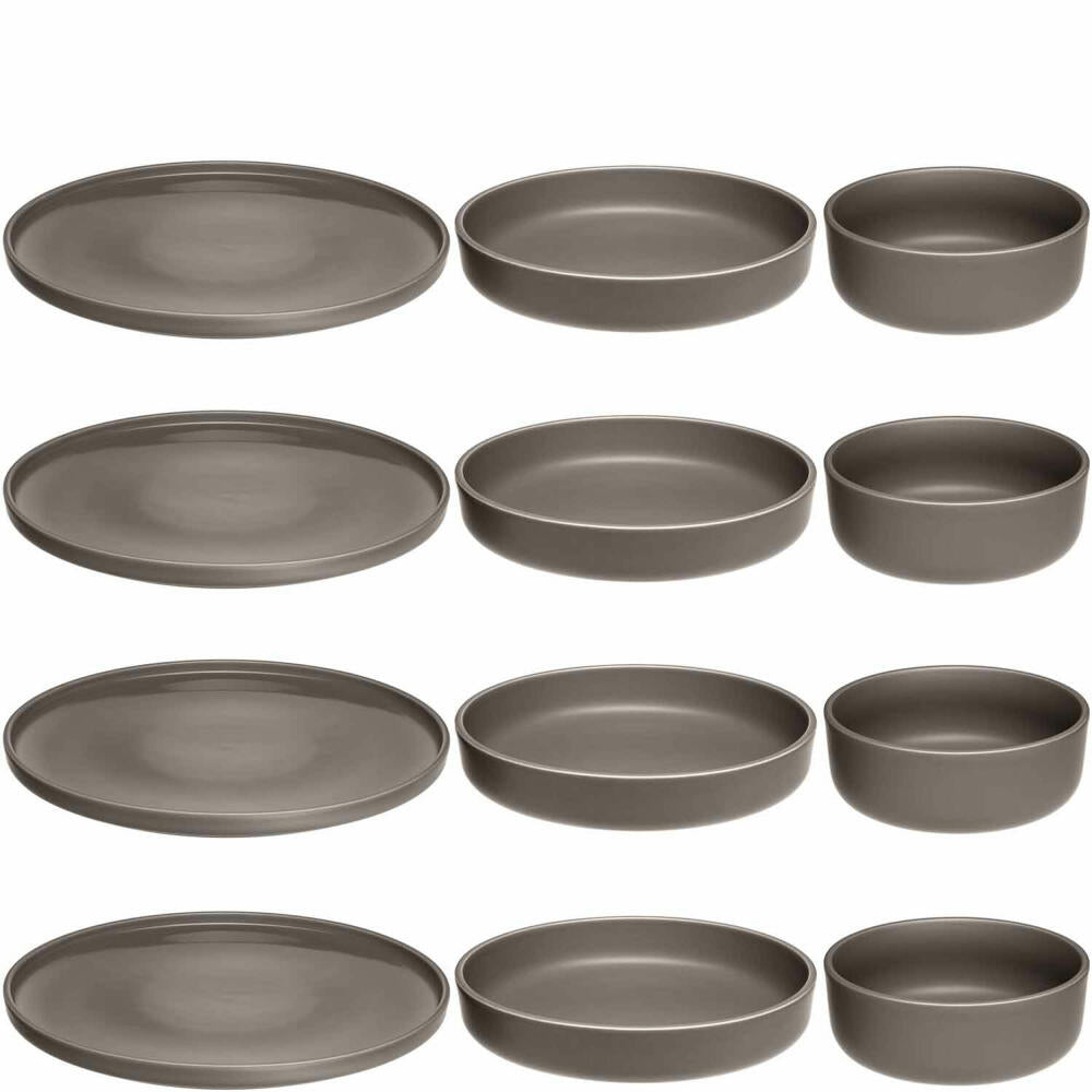 Leonardo Geschirr Set ROMA, 12-tlg., Geschirrset, Teller, Schale, Schüssel, Taupe, 027927