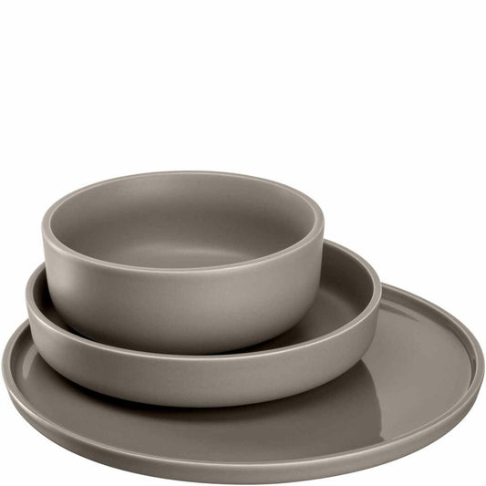 Leonardo Geschirr Set ROMA, 12-tlg., Geschirrset, Teller, Schale, Schüssel, Taupe, 027927