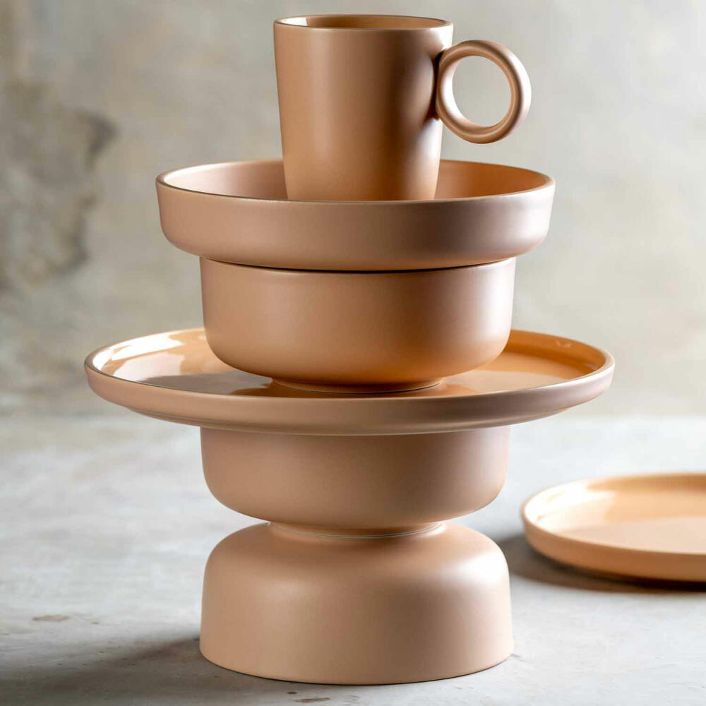 Leonardo Keramikteller Tief ROMA, Teller, Speiseteller, Pastateller, Keramik, Apricot, 20 cm, 027265