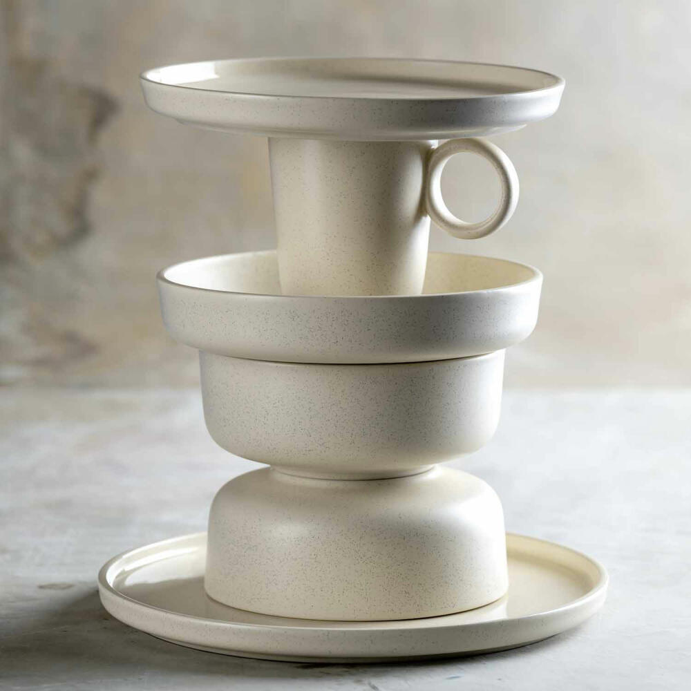Leonardo Keramikteller ROMA, Teller, Frühstücksteller, Speiseteller, Keramik, Creme, 22 cm, 027258