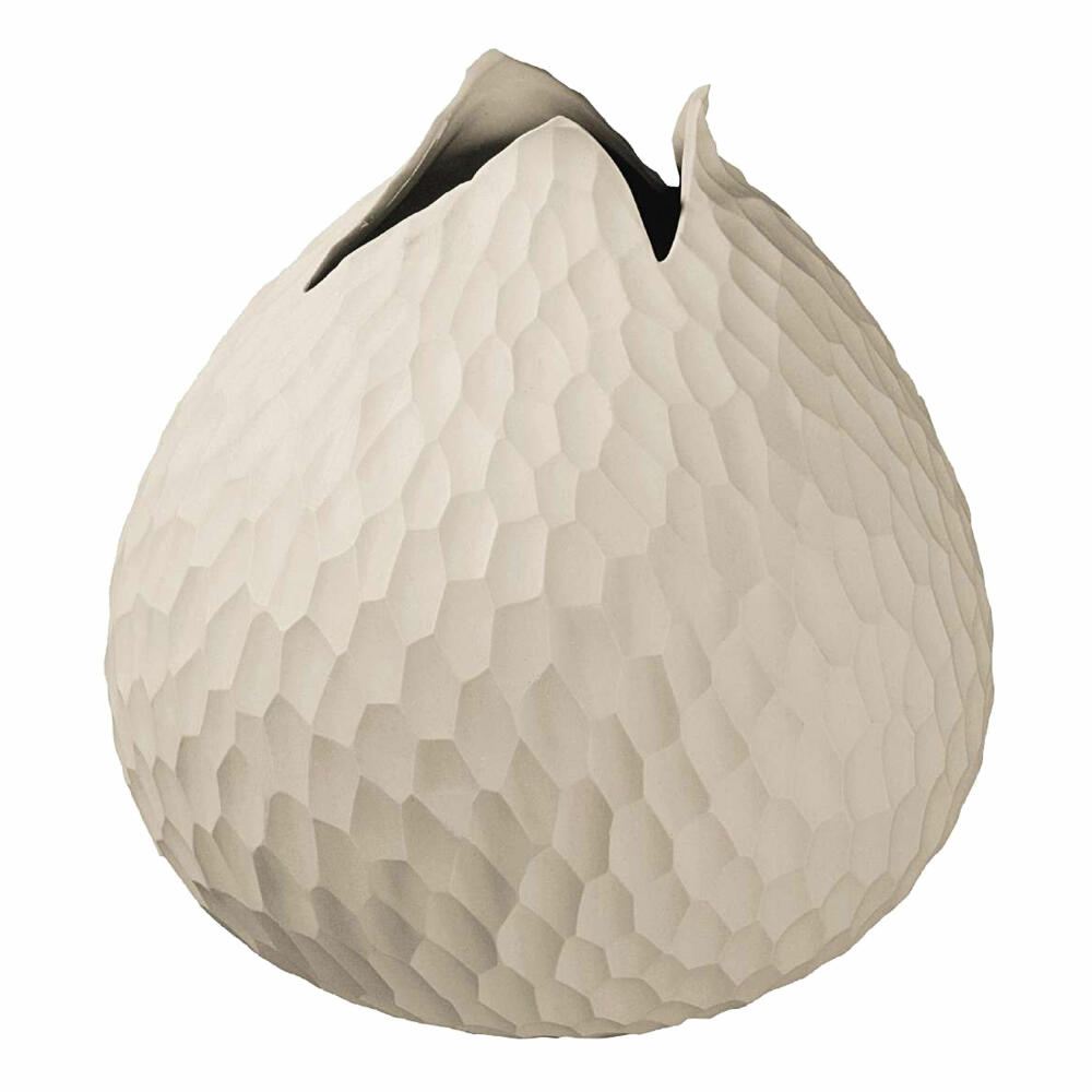 ASA Selection Carve Vase, Handgefertigte Blumenvase, Blumentopf, Blumen, Dekoration, Steinzeug, Beige, 18.5 cm, 1361011