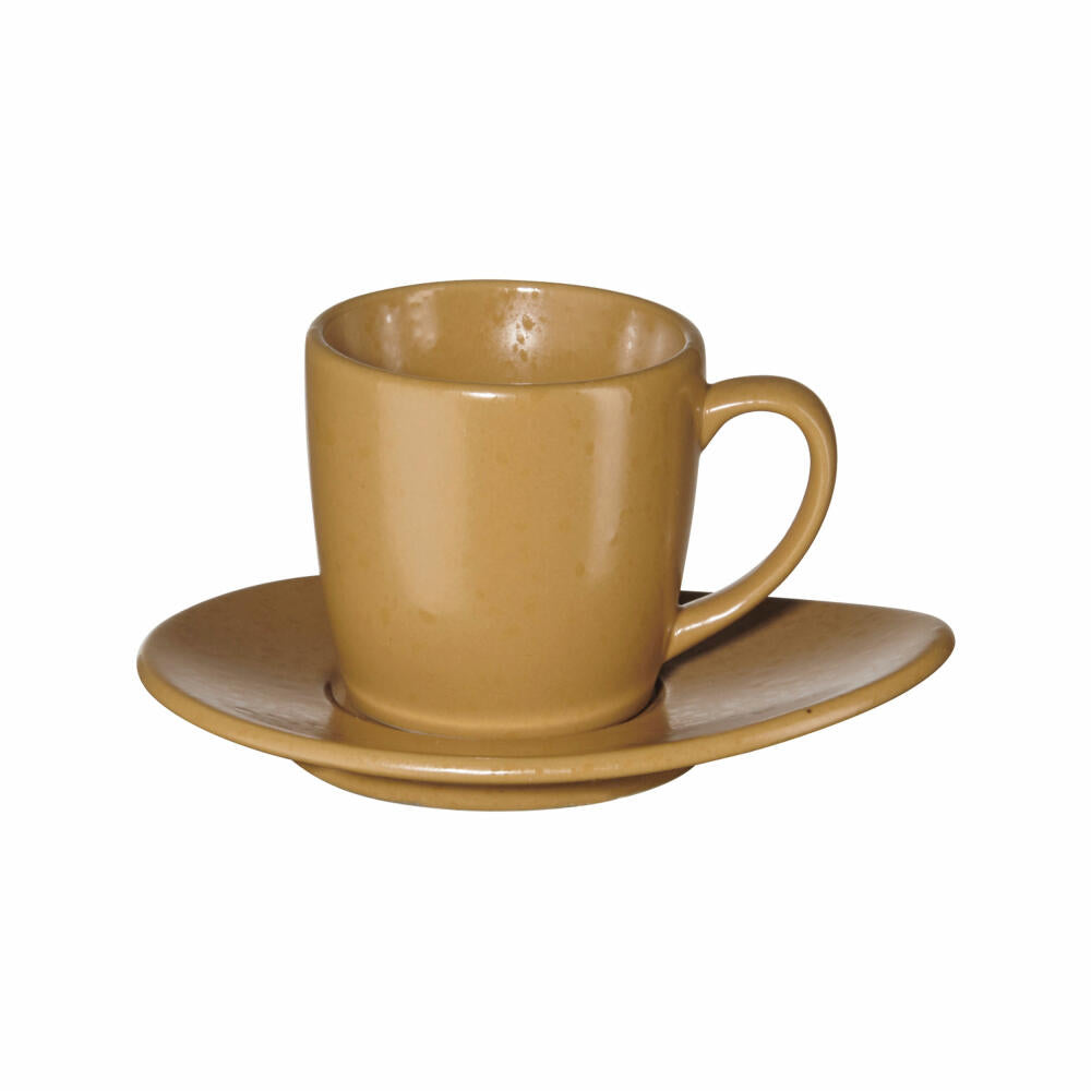 ASA Selection Cuba Ocra Espressotasse mit Unterer, Espresso Tasse, Kaffeetasse, Untertasse, Steinzeug, Gelb, 60 ml, 1231429