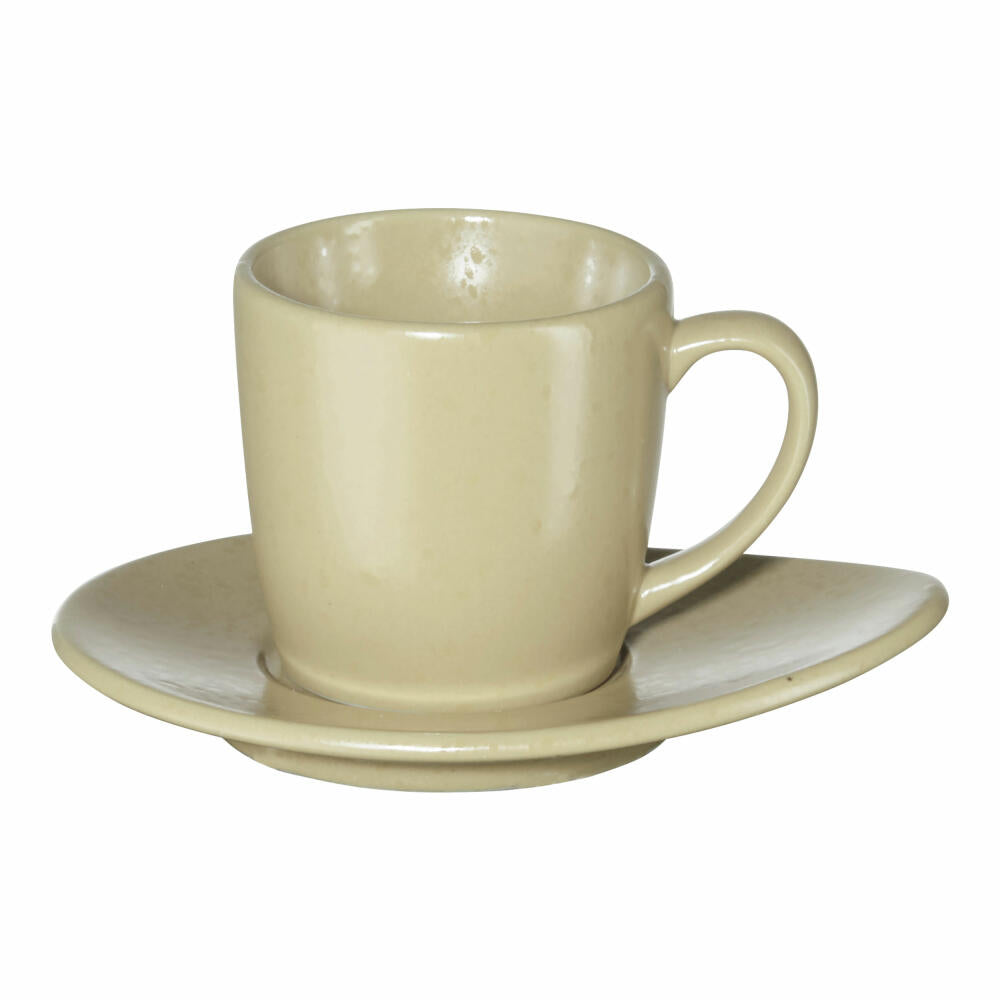 ASA Selection Cuba Panna Espressotasse mit Unterer, Espresso Tasse, Kaffeetasse, Untertasse, Steinzeug, Nude, 60 ml, 1231415