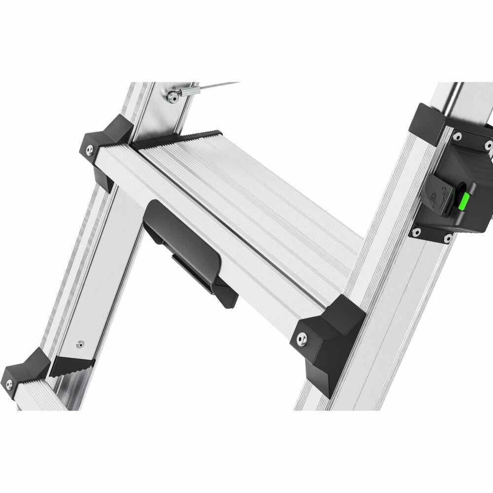 Hailo stepladder D100 TL TopLine, telescopic double step ladder, folding ladder, ladder, aluminum, 8655-107