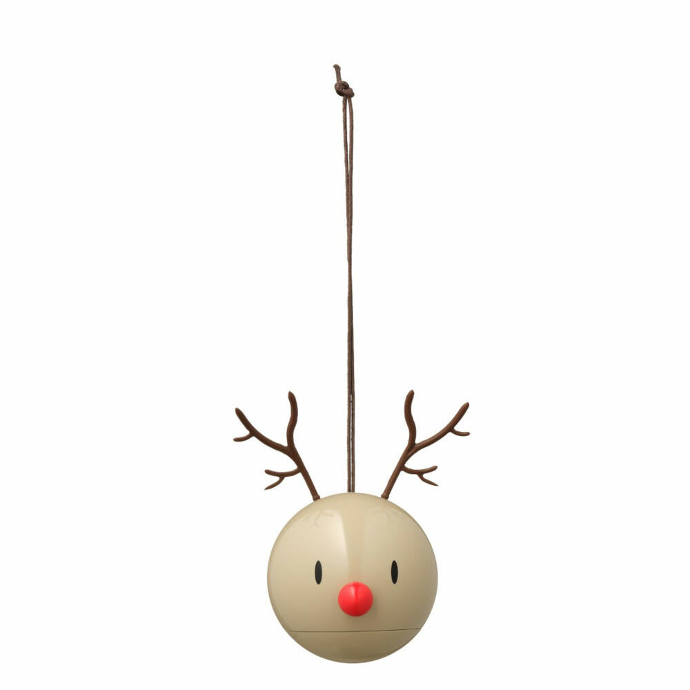 Hoptimist Reindeer Ornament, 2er Set, Rentier Anhänger, Weihnachten, Dekoidee, Dekoration, Kunststoff, Braun, Ø 6 cm, 26097