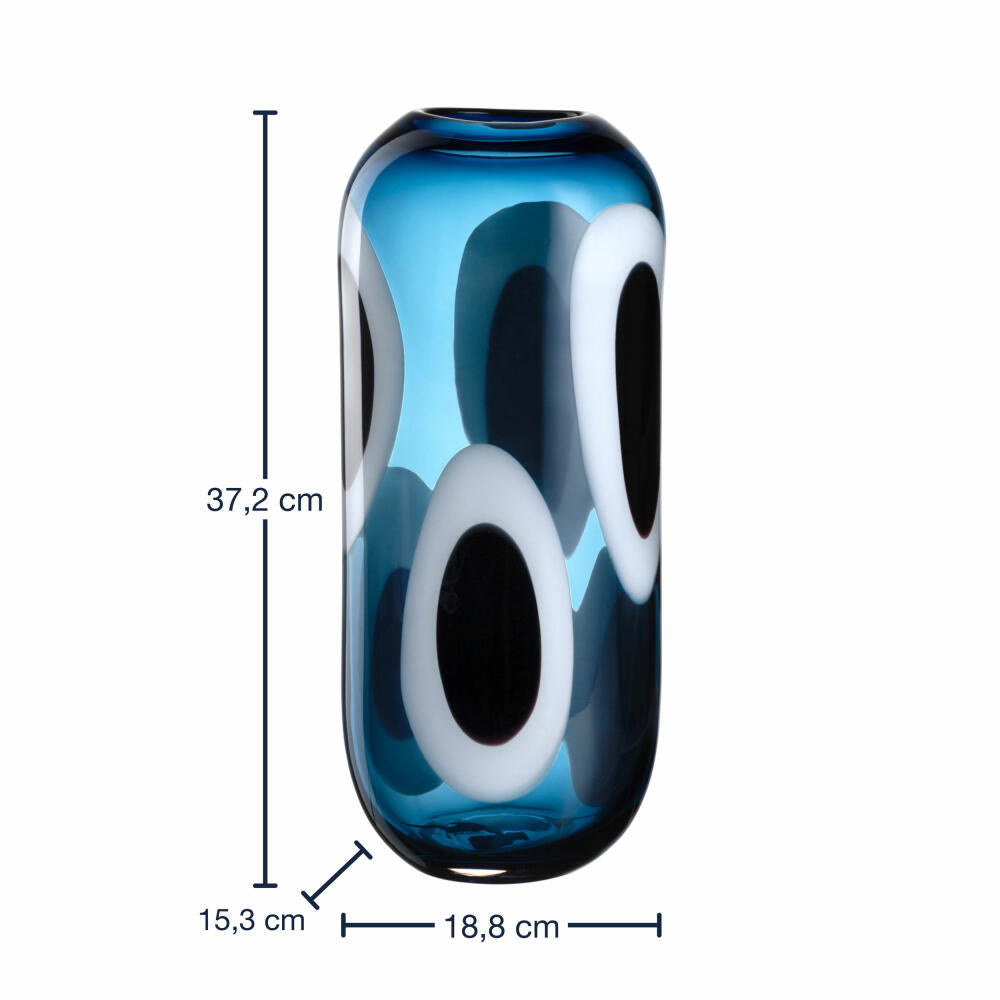 Leonardo Vase Occhi Blu, Blumenvase, Dekovase, Glasvase, Glas, H 36 cm, 047511