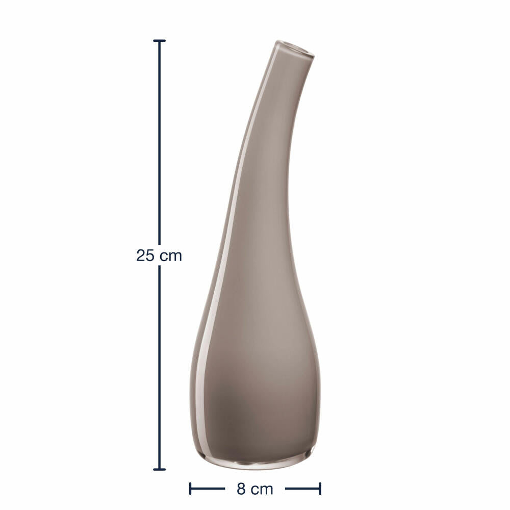 Leonardo Vase Arco, Blumenvase, Dekovase, Tischvase, Glas, Taupe Opac, H 25 cm, 045270