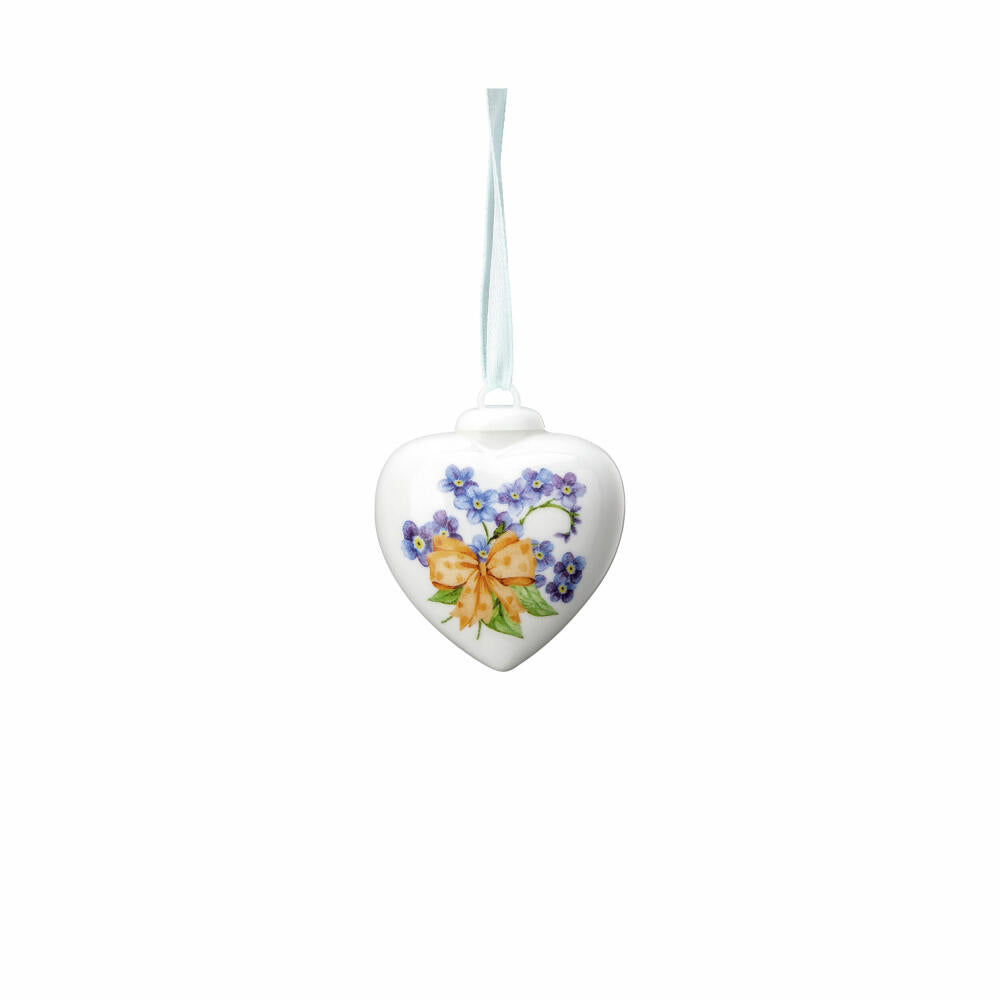 Hutschenreuther Deko-Mini-Herz Frühlingsgrüße - Vergissmeinnicht, Porzellan, Mehrfarbig, 5.4 cm, 02256-727122-27840