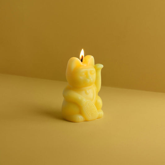 Donkey Products Figurenkerze Lucky Candles Yellow, Katzenkerze, Paraffinwachs, Gelb, 11.5 cm, 211020