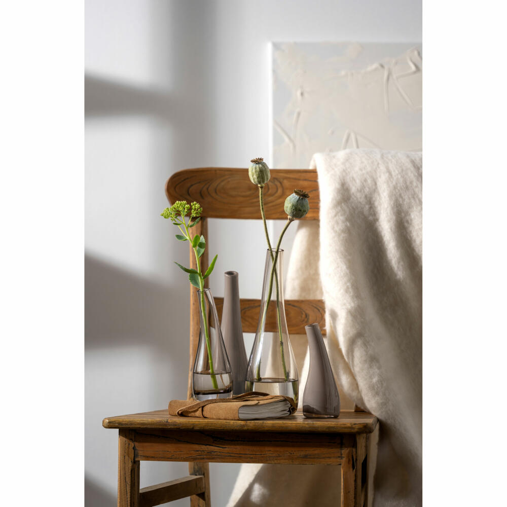Leonardo Vase Arco, Blumenvase, Dekovase, Tischvase, Glas, Taupe Opac, H 25 cm, 045270